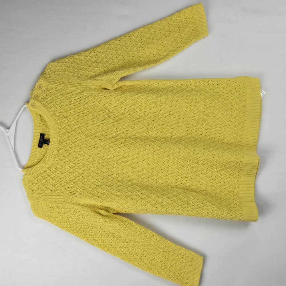 Talbots Women's Yellow Knit Sweater Size Small Cotton Tunic
